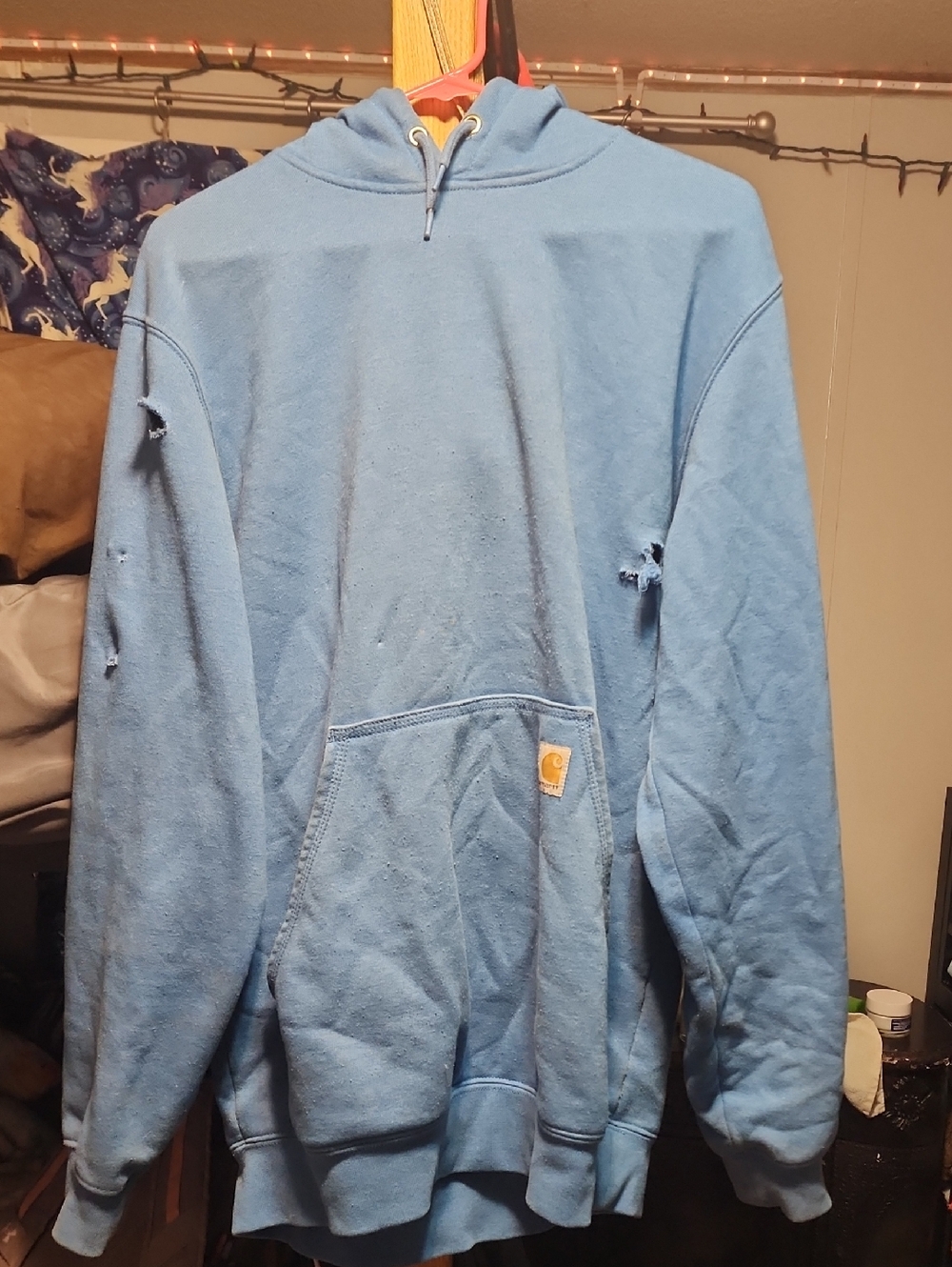 Carhartt Blue Pullover Hoodie With Slight Holiness From My Dog